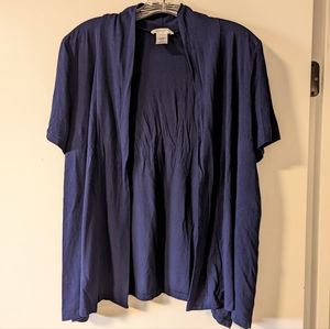 Chandly Women's Plus XXL Short Sleeve Open Navy Blue Cardigan Lightweight